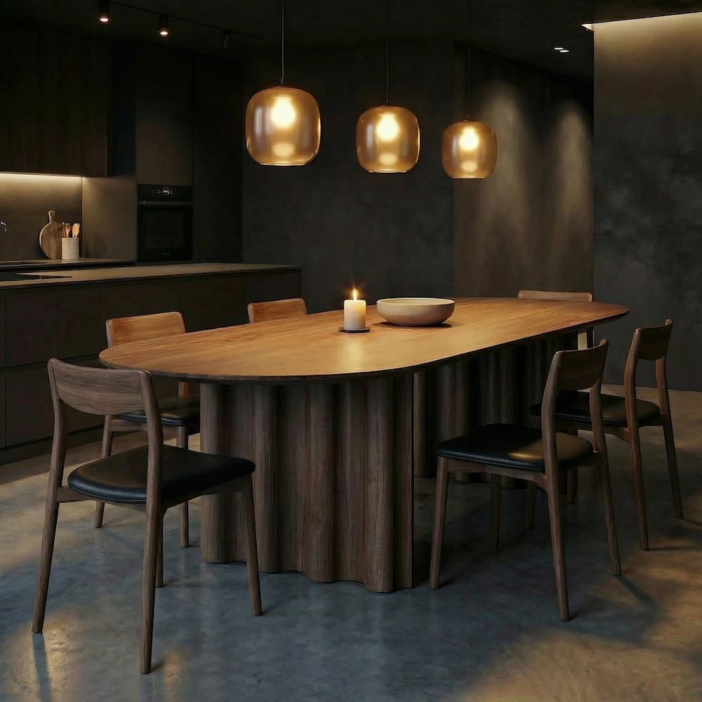Beramber oval ahşap yemek masası